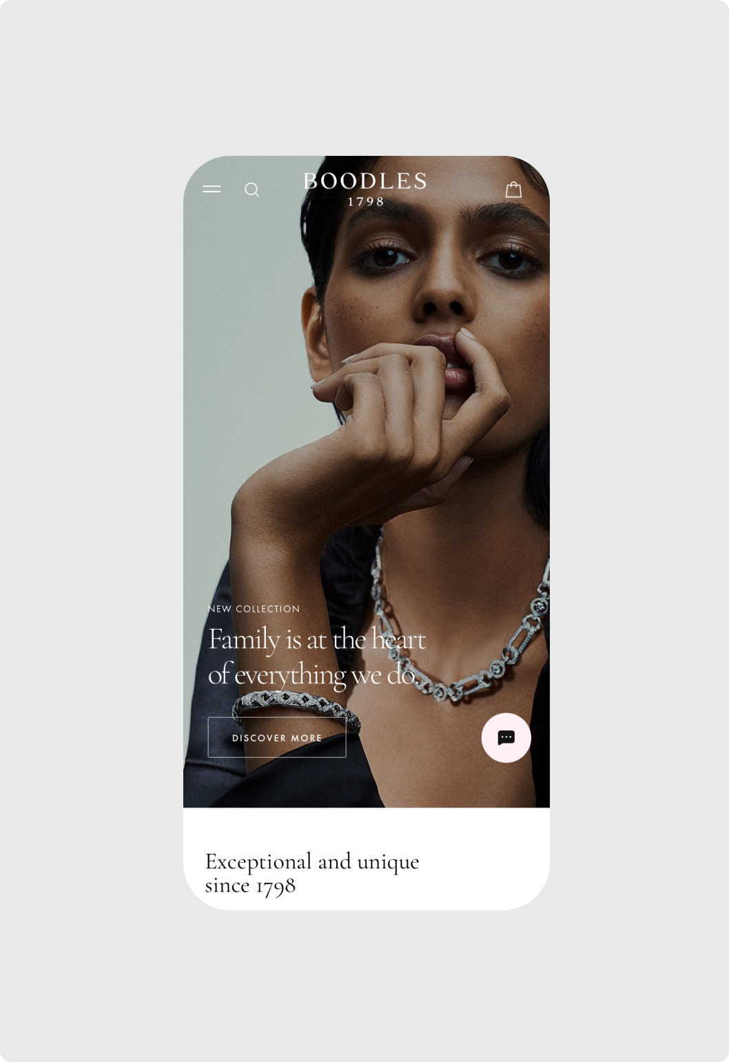 Boodles homepage mobile