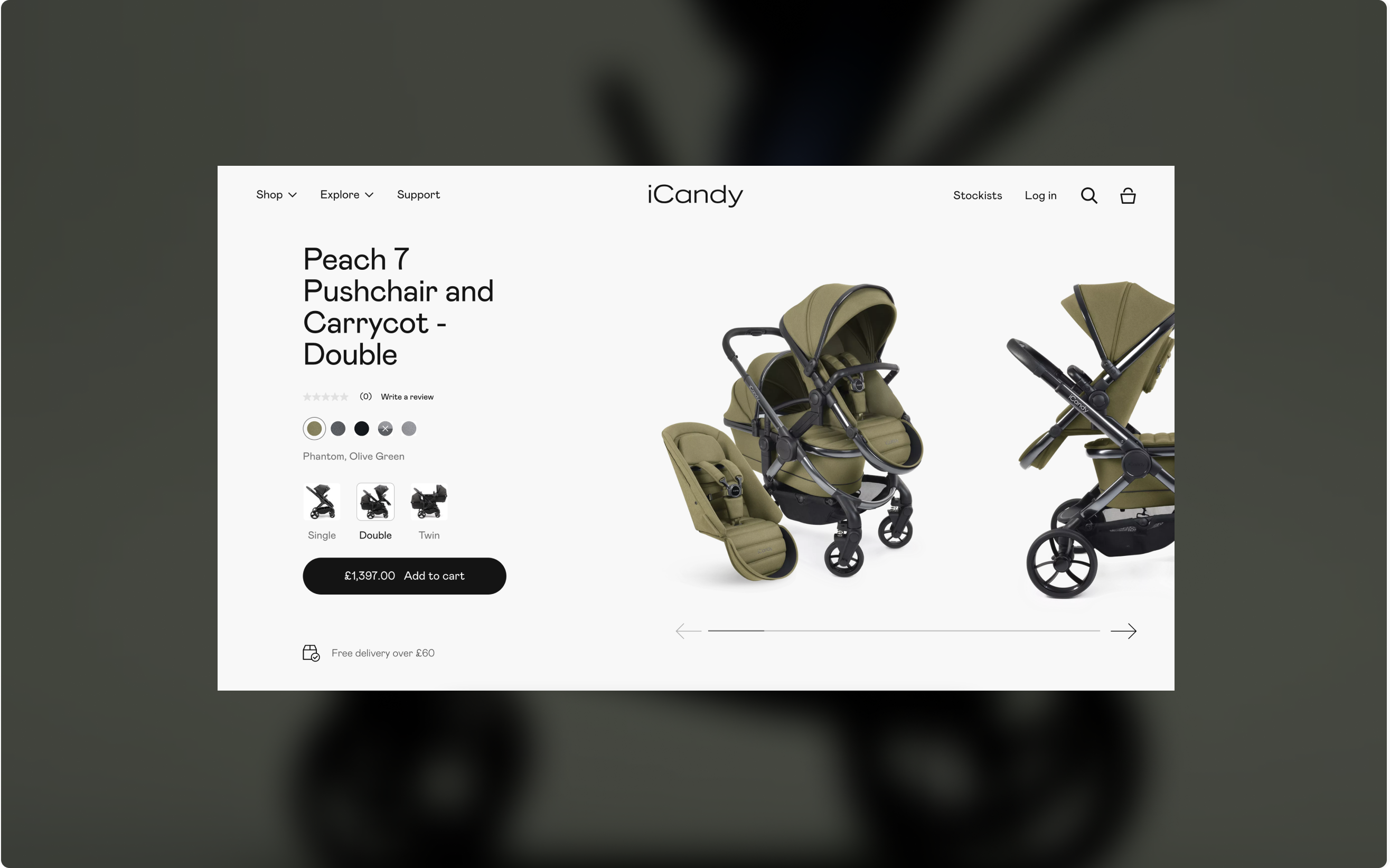 iCandy Peach 7 Pushchair and Carrycot PDP