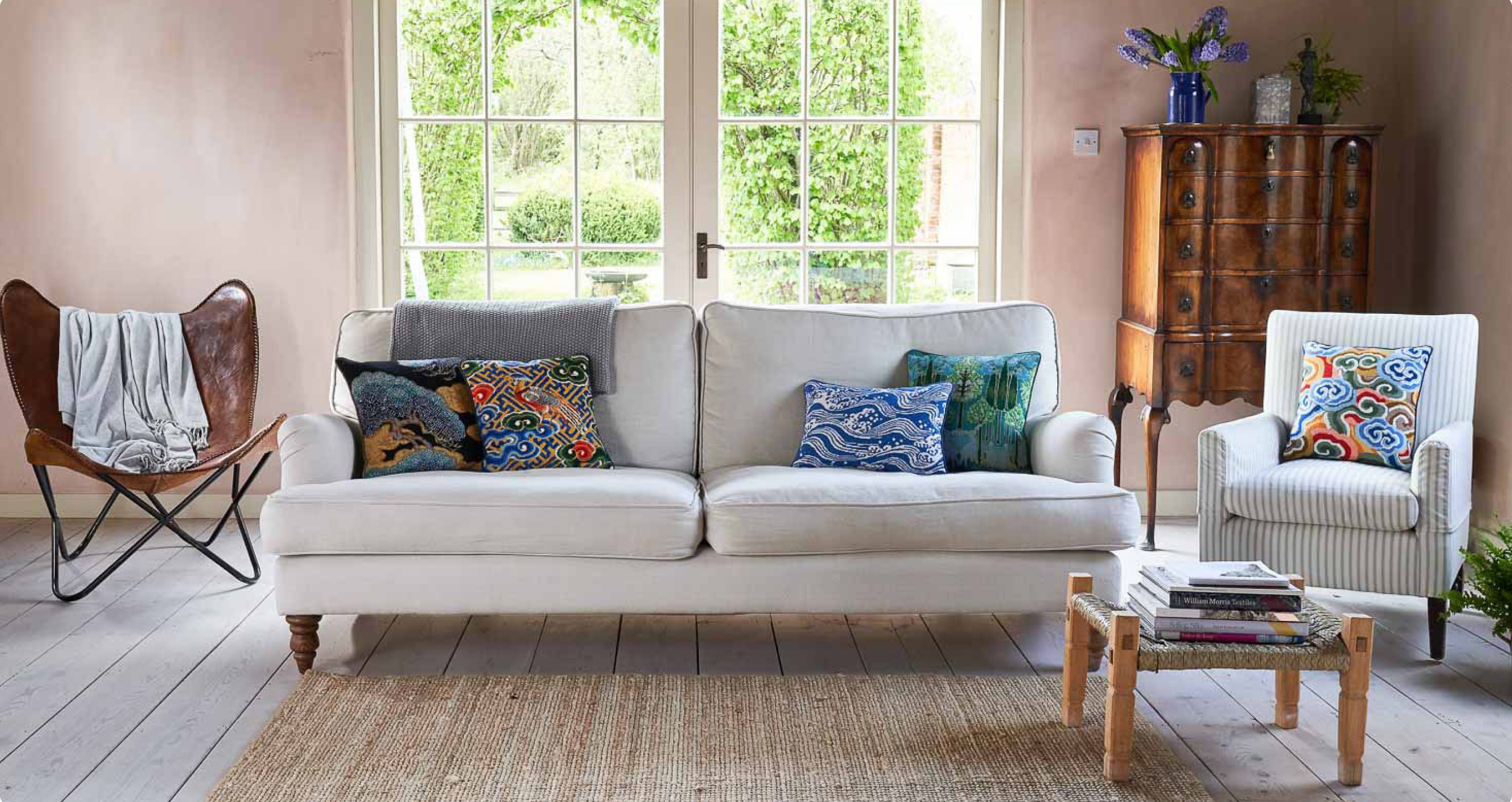 Ehrman Tapestry lifestyle with cushions on furniture